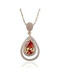 Queen Jewelers 18k Rose Gold Plated Cubic Zirconia Topaz Teardrop Necklace
