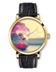 SPRAWL Aanalog Fashion Series Gold Ladies Watches of Genuine Black Leather Strap,Unique Wrist Watch for Women Girls Designed with A jar of love