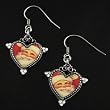 Silvertone Antique Heart Santa Clause Earrings