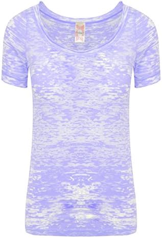 Womens T Shirts - Basic Scoop Neck Tee (Purple, Small)