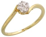 14k Gold Fancy Cluster Diamond Ring, w/ 0.11 Carat Brilliant Cut Diamonds, 3/16 (5mm) wide