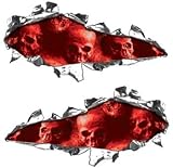 Ripped / Torn Metal Look Decals With Red Skulls