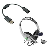 GTMax Big Headset with Mic + Wired Controller USB Breakaway Cable Cord for Microsoft XBOX 360