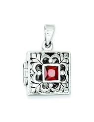 Sterling Silver Garnet Locket Fancy Pendant Jewelry