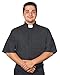FOR HIS SERVICE Men's Tab Collar Clergy Shirt Short Sleeves (18-18 1/2, Black)