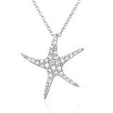 Sterling Silver Cubic Zirconia Starfish Pendant by Cheline, 18