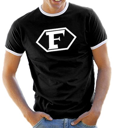 Touchlines Herren Kontrast / Ringer T-Shirt Captain Future Logo, black/white, M, D1061