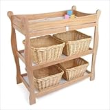 Natural Sleigh Style Changing Table with Baskets