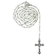 Clear Beaded Link Rosary With Virgin Mary Centerpiece and 5mm Round Beads - 27'' Necklace - 19'' Overall Length