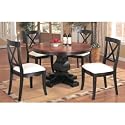 5pc Antique Style Black Finish Wood Round Dining Table & 4 Chairs Set