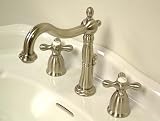 Kingston Brass KB1978AX Heritage Widespread Lavatory Faucet with Metal Cross Handle, Satin Nickel (Not CA/VT Compliant)