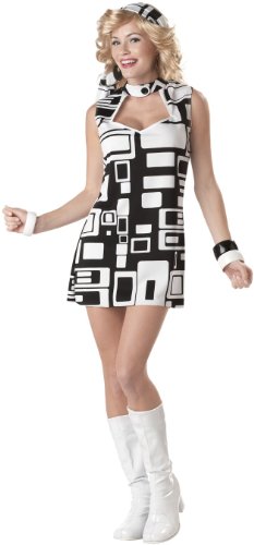 California Costumes Women's Groovy Chick Costume, Black/White, Medium