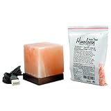 Indus Classic 3-inch Himalayan Natural Crystal USB Cube Salt Lamp with Multicolor LED 1-lbs, Get Free Gift 125 Grams Original Himalayan Pink Gourmet Food Edible for Cooking.