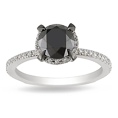 10K White Gold 2 CT TDW Black and White Diamond Fashion Ring (G-H, I2-I3)