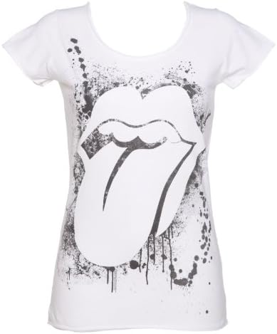 Ladies White Rolling Stones Graffiti T Shirt from Amplified