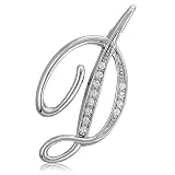 Silver Toned Initial Letter Brooch Pin - D - Ideal Gift For Mother, For Her, Birthday, Anniversary, Bridal, Wedding, Engagement
