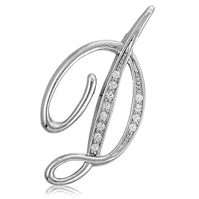Silver Toned Initial Letter Brooch Pin - D - Ideal Gift For Mother Day, Anniversary, Engagement, Wedding, Birthday, For Her