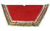 56 Stylish Red Christmas Tree Skirt with Striped Ribbon Trim