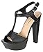Breckelles Women's Betsey-41 Buckle Ankle Strap Stacked Wooden Platform Heel Sandals