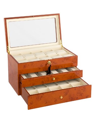 Rothenschild Accessories RS-80425 BB Watch Box For 25 Watches Blond Burlwood