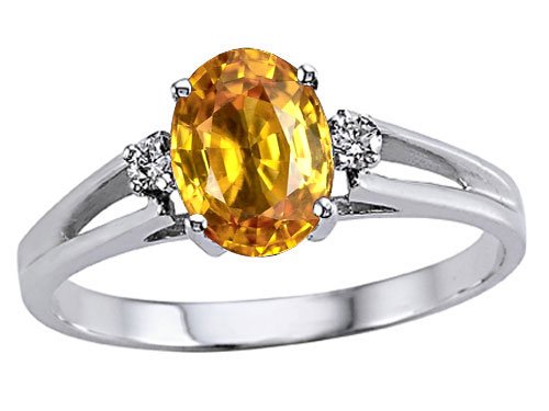 1.04 cts Genuine Oval Yellow Sapphire Ring - 14kt White or Yellow Gold