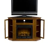 SEI Claremont Media Console with Electric Fireplace, Brown Mahogany