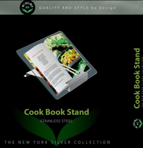 NewlineNY Stainless Steel Cookbook Stand with Glass Page Protector