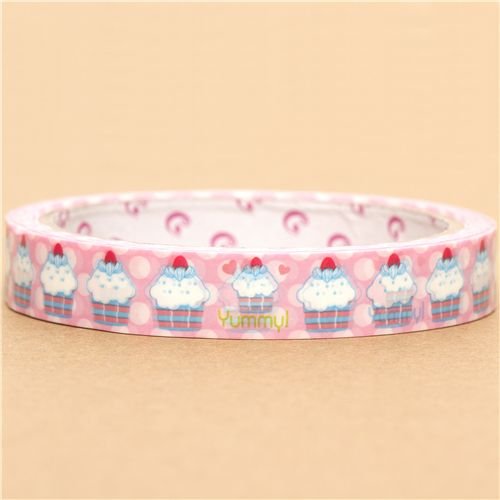 pink cupcakes Scotch Deco Tape with dots from Japan