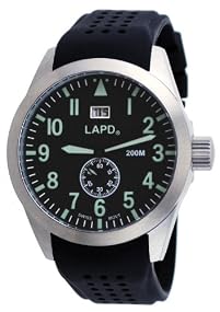 LAPD Men's Stainless Steel Silicone Strap Military Spec Swiss Analog Watch
