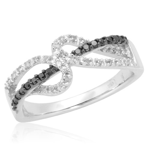 10k White Gold Black and White Diamond Ring (1/5 cttw)