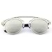 CGID Modern Fashion Polarized Pantos Shape Bar Brow Full Metal Rimmed Aviator Sunglasses,Silver Transparent Silver