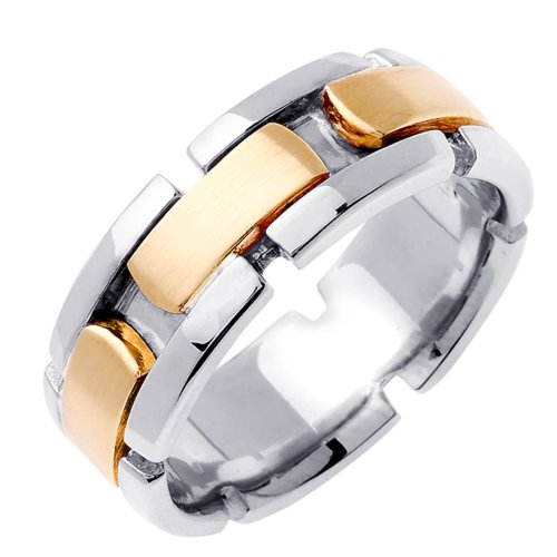Beverly Diamonds White-and-yellow-gold 14K 2-TONE WEDDING BAND RING