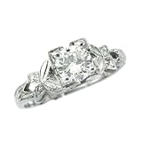 18K White Gold Antique Diamond Engagement Ring