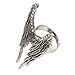 Outstanding Vintage Gothic Style Adjustable Metal Finger Ring In Bronze Color And Angel Bird Wings Shaped Design Encrusted With Rhinestones Crystals Gemstones By VAGA®