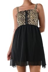 Flowy Sheer Cocktail Leopard Print  Dress