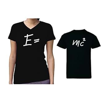 Amazon.com: We Match! E Equals & MC Squared Women's V-Neck & Chil...