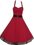 50s Polka Dot Red Black Rockabilly Swing Prom Pin-Up Dress