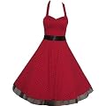 Pretty Kitty Fashion 50s Polka Dot Rot Schwarz Neckholder Cocktail Kleid