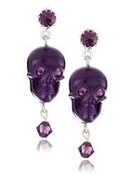 Tarina Tarantino "Iconic Classics" Violet Storm Lucite Skull Drop Earrings