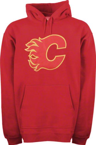 Calgary Flames Red Old Time Hockey Big Logo Hooded Fleece Sweatshirt