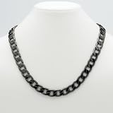 PalmBeach Jewelry Mens Black Ruthenium Finish Curb-Link Necklace 30