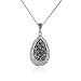 Sterling Silver Marcasite and Crystal Tear Drop Pendant, 18"