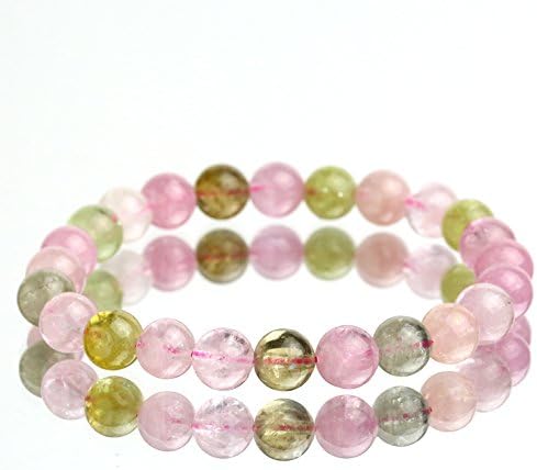 Candy Color Multi Colored Tourmaline Bracelet 7.5mm Round Beads 17g #2717