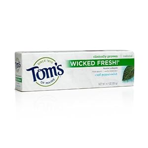 Tom's of Maine Wicked Fresh Long LasTing Fresh Breath Fluoride Toothpaste, Cool Peppermint, 4.7 Ounce