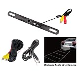Pyle PLCM18BC License Plate Mount Rear View Backup Color Camera with Distance Scale Line ''Zinc Black Chrome''