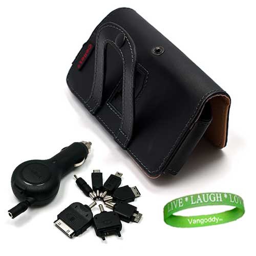 Quality BLACK Android 2.2 Phone OS LG Optimus T SmartPhone Leather Case Holster with Optional Belt Clip &amp; Attached Leather Button Latch for LG Optimus T Android Phone, Titanium , Burgundy (T-Mobile) ( Google Android 2.2 , 2.1 OS ) + Compatible Android LG Optimus Car Charger + Live * Laugh * Love Vangoddy Wrist Band!!!