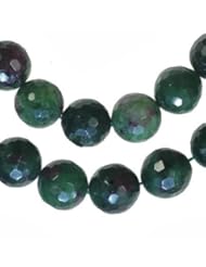 Ruby & Zoisite 14mm Faceted Round Beads Strand 15.5