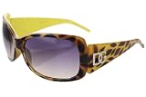 Womens DG Eyewear Sunglasses Yellow Frame Animal Print 335 and Micro Fiber Bag block 100% UVB UVA