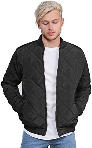 Classic Quilted Padded Bomber Jacket Black Size L