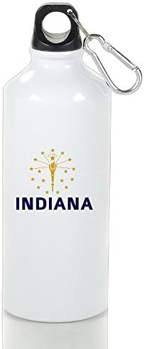 Bukinete Flag Of Indiana Sports Water Bottle With Carabiner Hook White